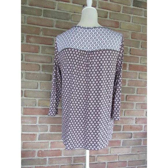 Boden Natasha Jersey Top Womens Size 8 Star Print 3/4 Sleeve Crewneck Stretch - Picture 8 of 16